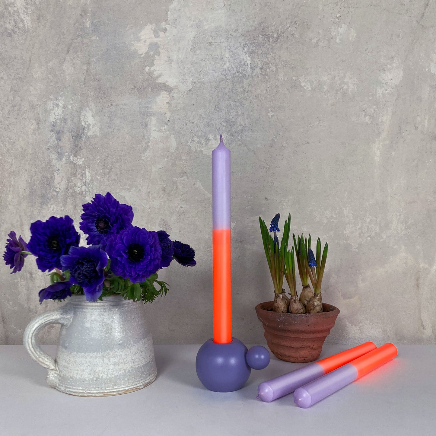 LILAFREUDE | Stabkerzen | Neonorange + Malve