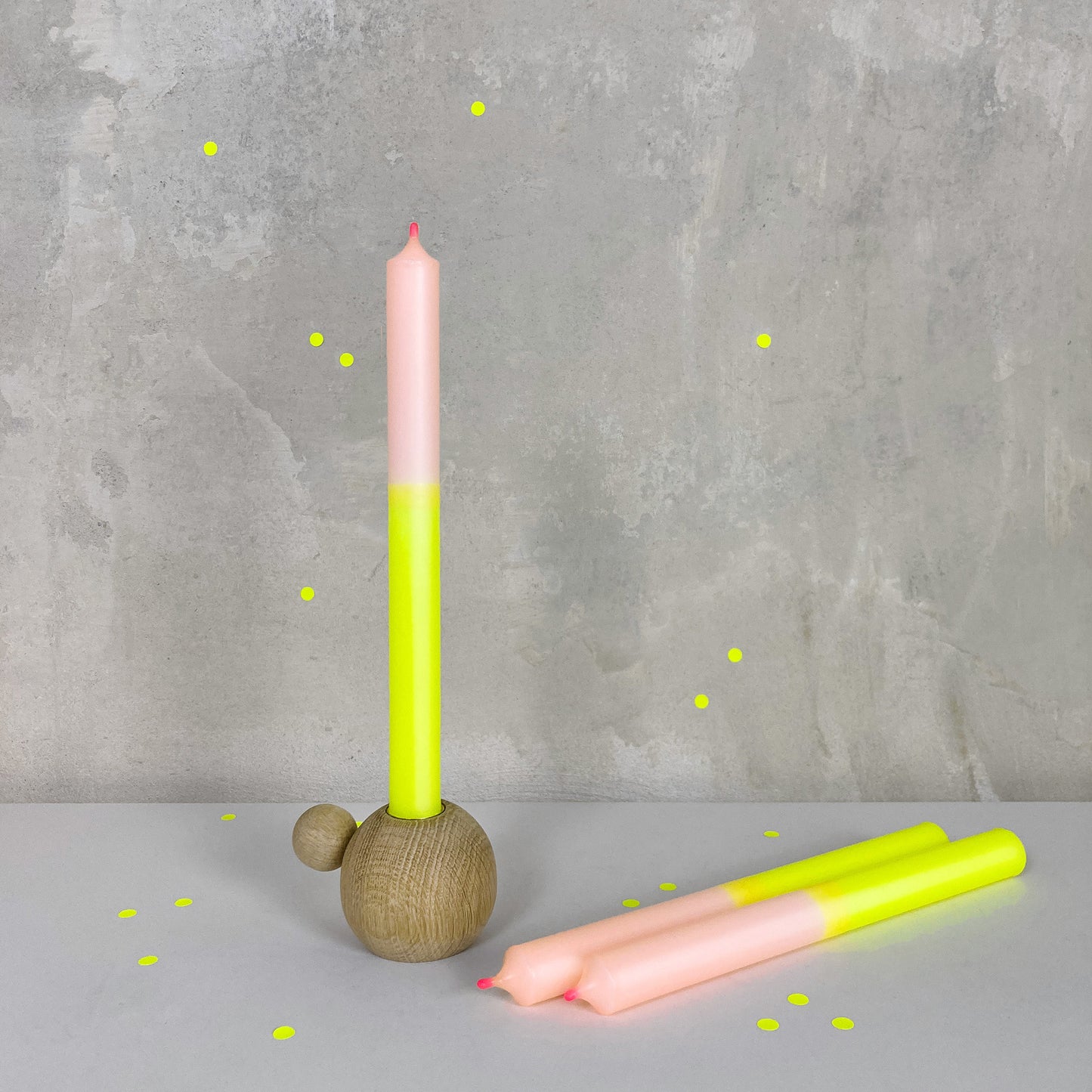 SCHICKZUSEKT |Stabkerzen | Neongelb + Lachs + Pink
