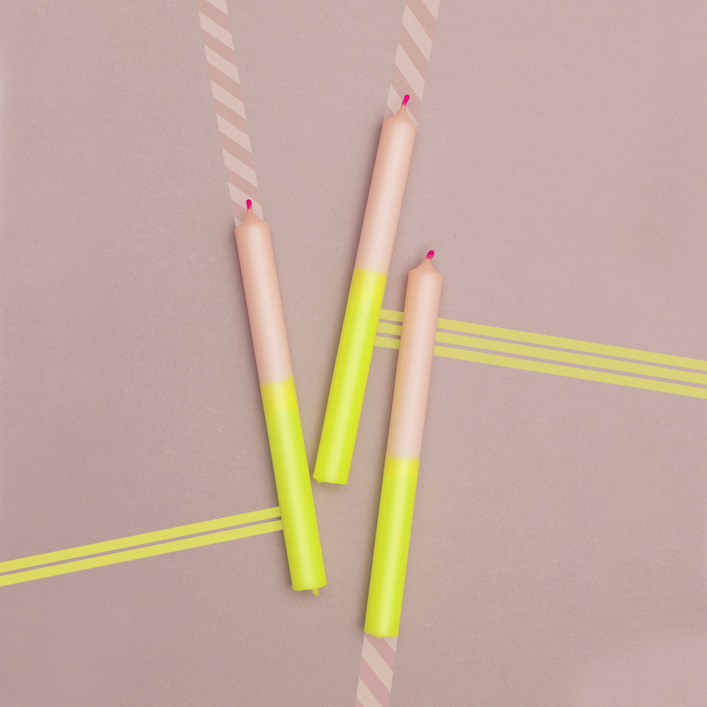 SCHICKZUSEKT |Stabkerzen | Neongelb + Lachs + Pink