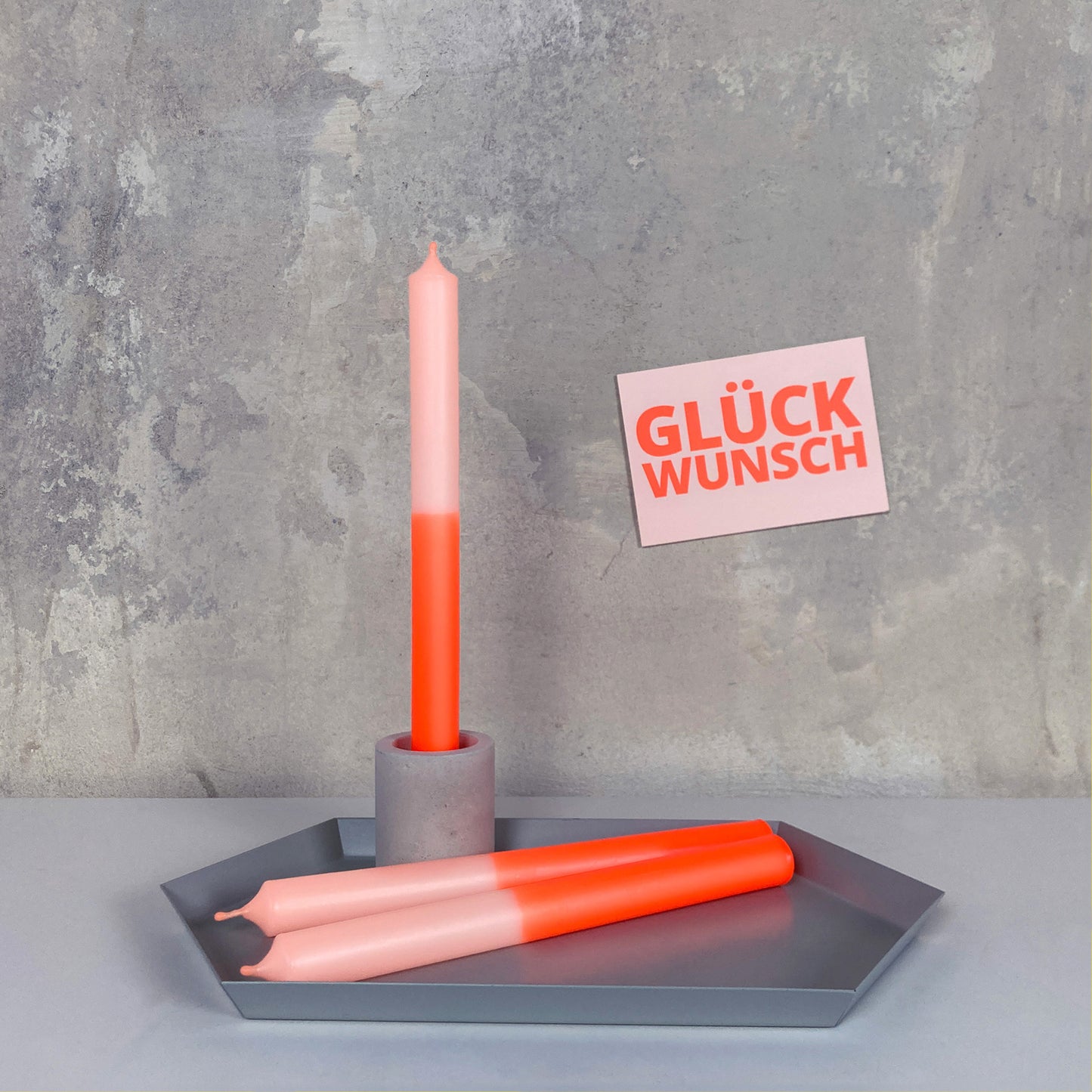 ORANGINELLA | Stabkerzen | Neonorange + Lachs