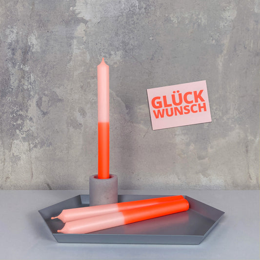 ORANGINELLA | Stabkerzen | Neonorange + Lachs