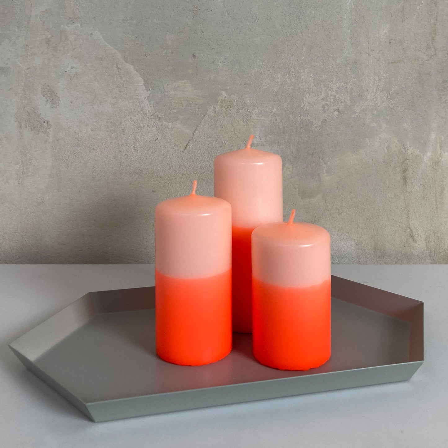 ORANGINELLA | Blockkerze | Neonorange + Lachs