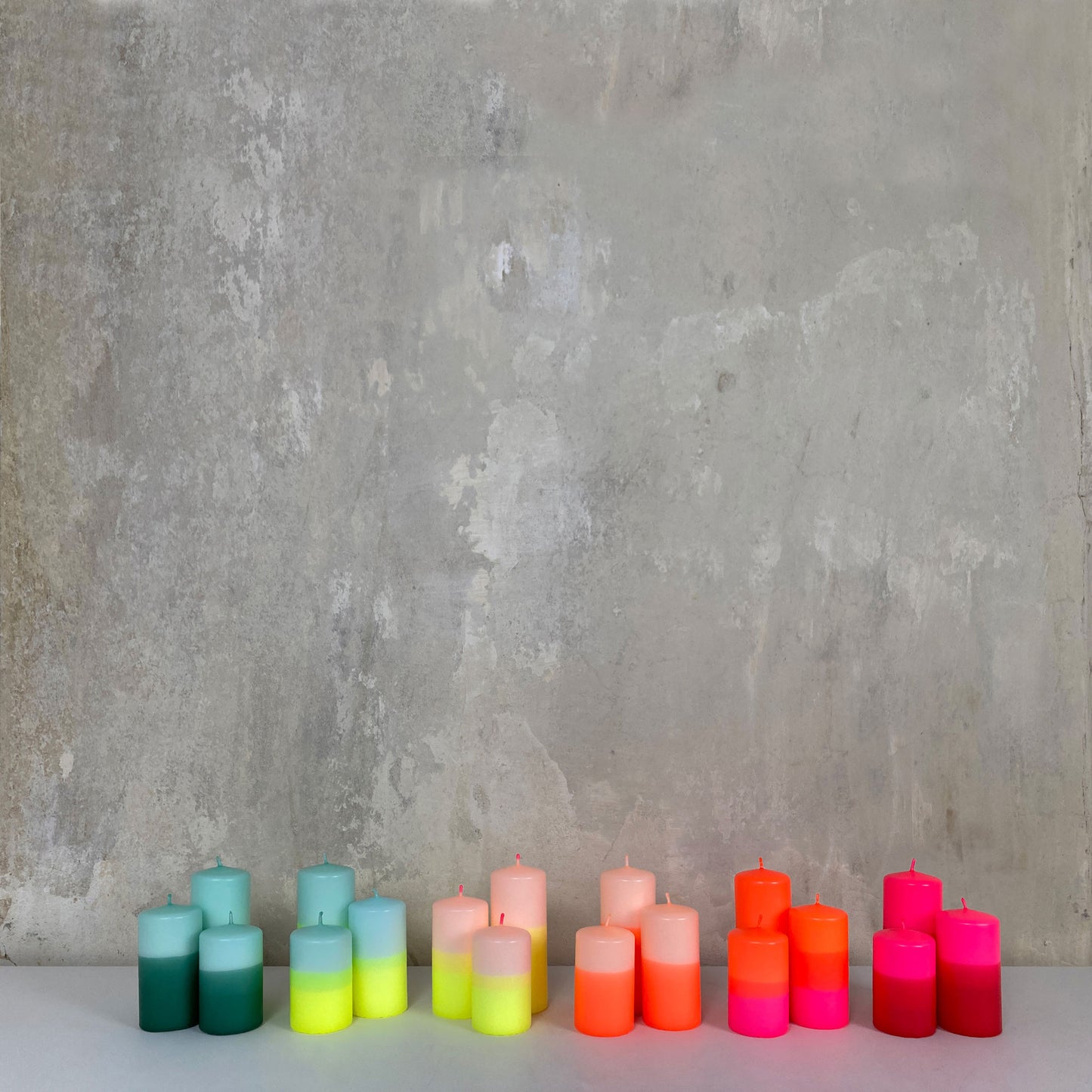 LICHTINSICHT | Blockkerze | Neongelb + Salbei