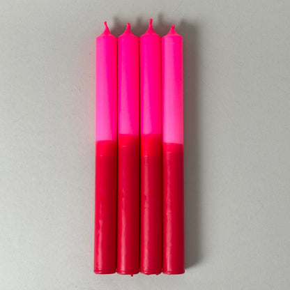 ABENDROT | Stabkerzen | Karmin + Neonpink