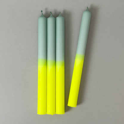 LICHTINSICHT | Stabkerzen | Neongelb + Salbei