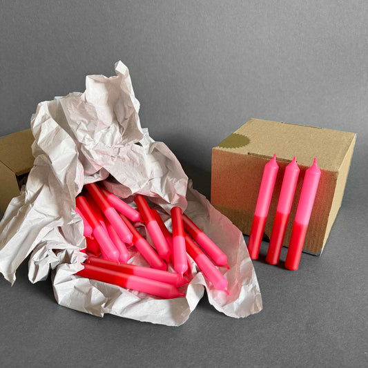 ABENDROT | 24er-Set Geburtstagskerzen | neonpink + karminrot