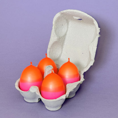 NEONKNALLER-EI | 4er-Set Eierkerzen | Neonpink + Neonorange