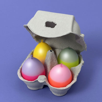 4 Eikerzen im Karton | FRÜHLINGSERWACHEN | Neon-Knallbunt