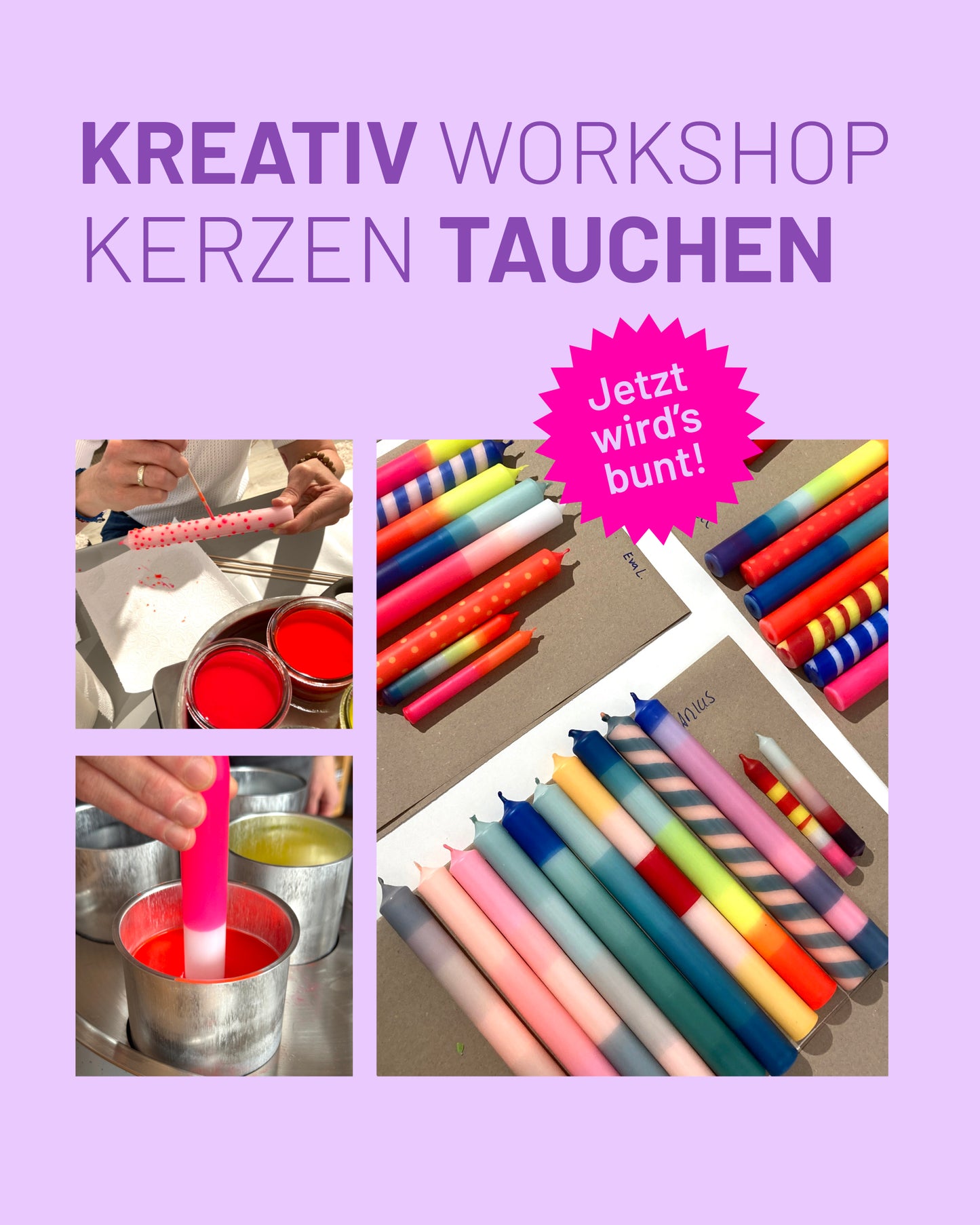 Kreativ Workshop Kerzen tauchen