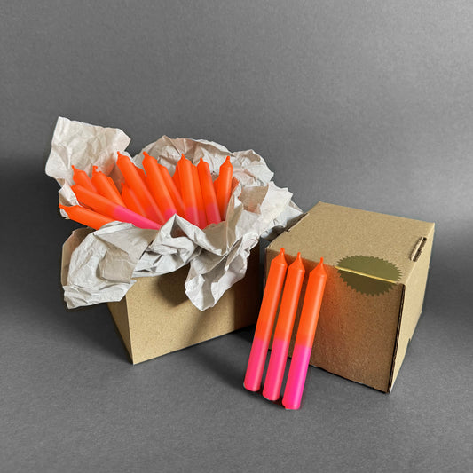 NEONKNALLER | 24er-Set Geburtstagskerzen | neonpink + neonorange