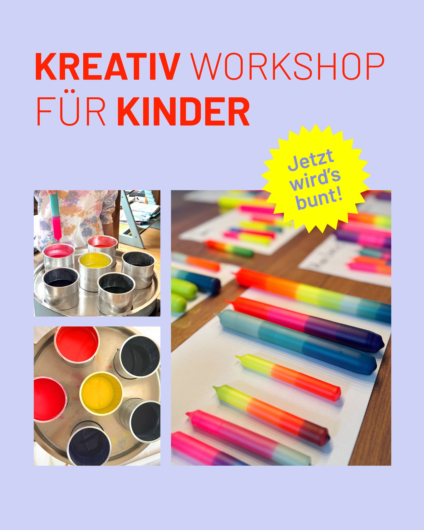 Kreativ Workshop für Kinder | Kerzen tauchen